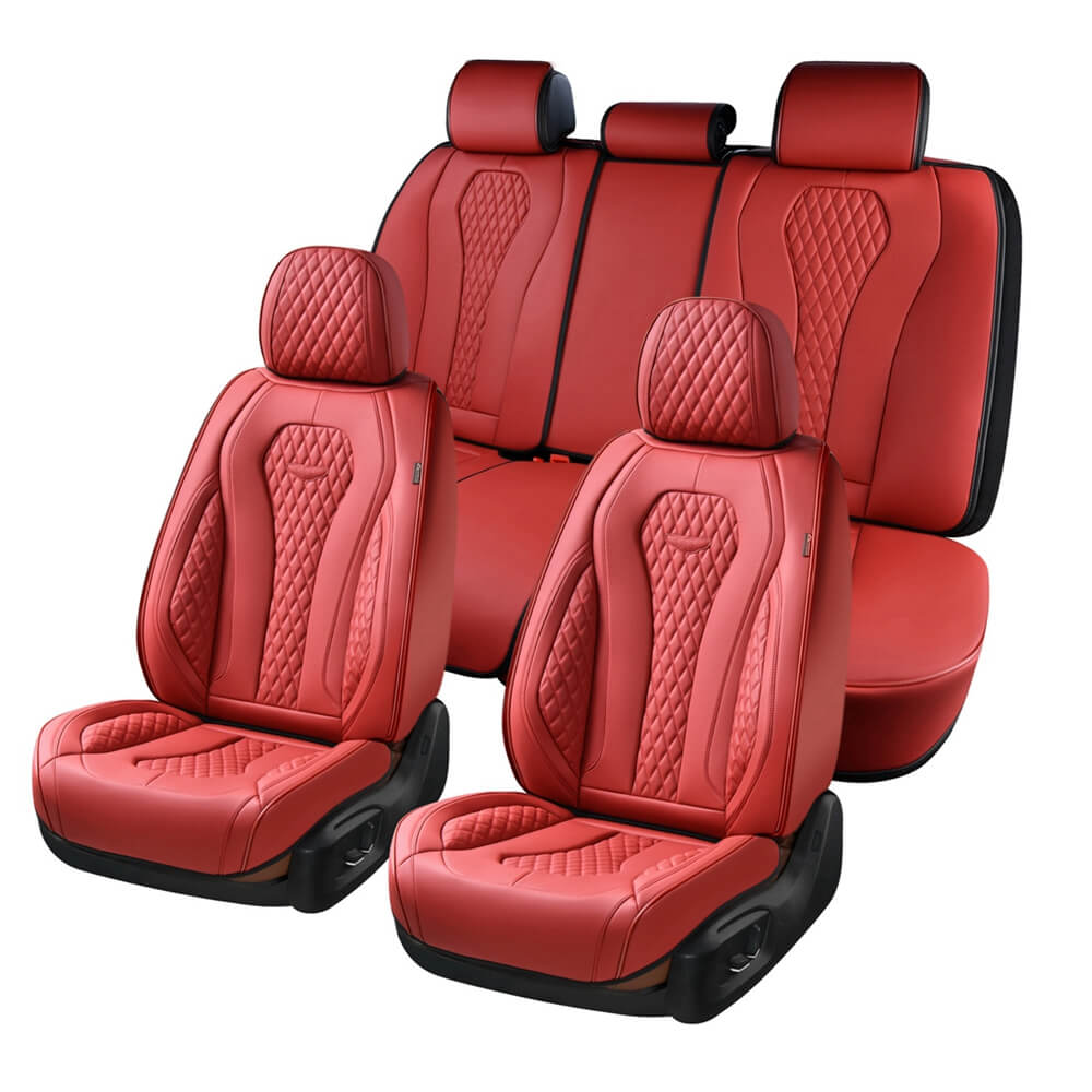 Coverado 5 Seats Car Seat Covers Front and Rear Seat Full Set Premium Leather Seat Protector Universal Fit