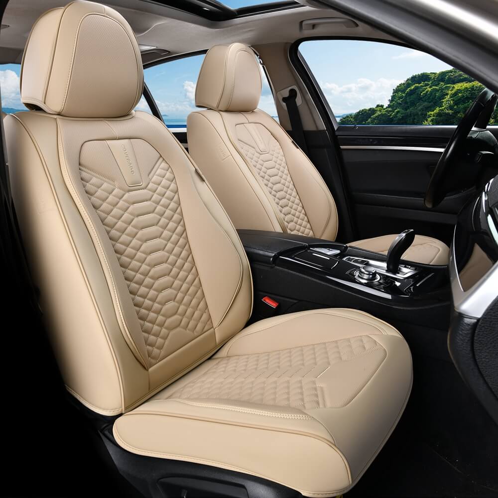 5 Seats Coverado Car Leather Seat Covers Fashion Front and Rear Leatherette Full Set Water Resistant Universal Fit