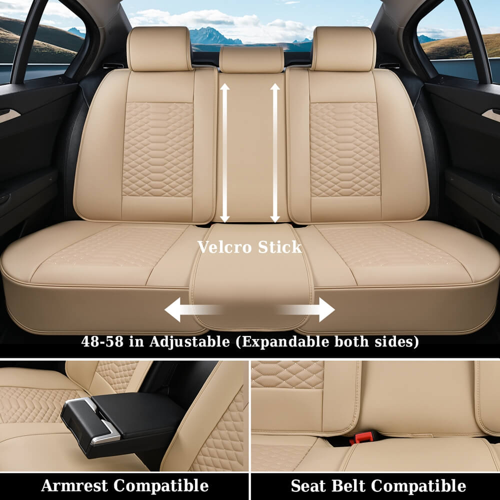 5 Seats Coverado Car Leather Seat Covers Fashion Front and Rear Leatherette Full Set Water Resistant Universal Fit