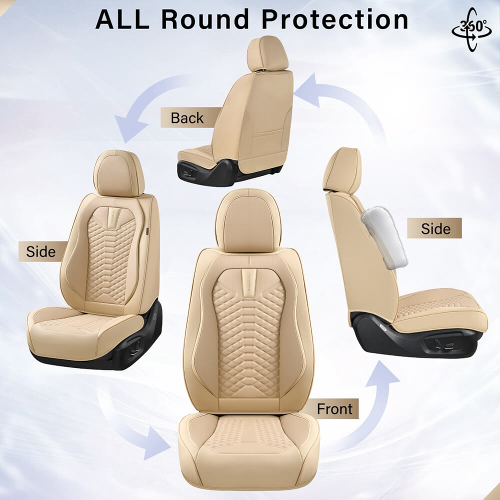 5 Seats Coverado Car Leather Seat Covers Fashion Front and Rear Leatherette Full Set Water Resistant Universal Fit