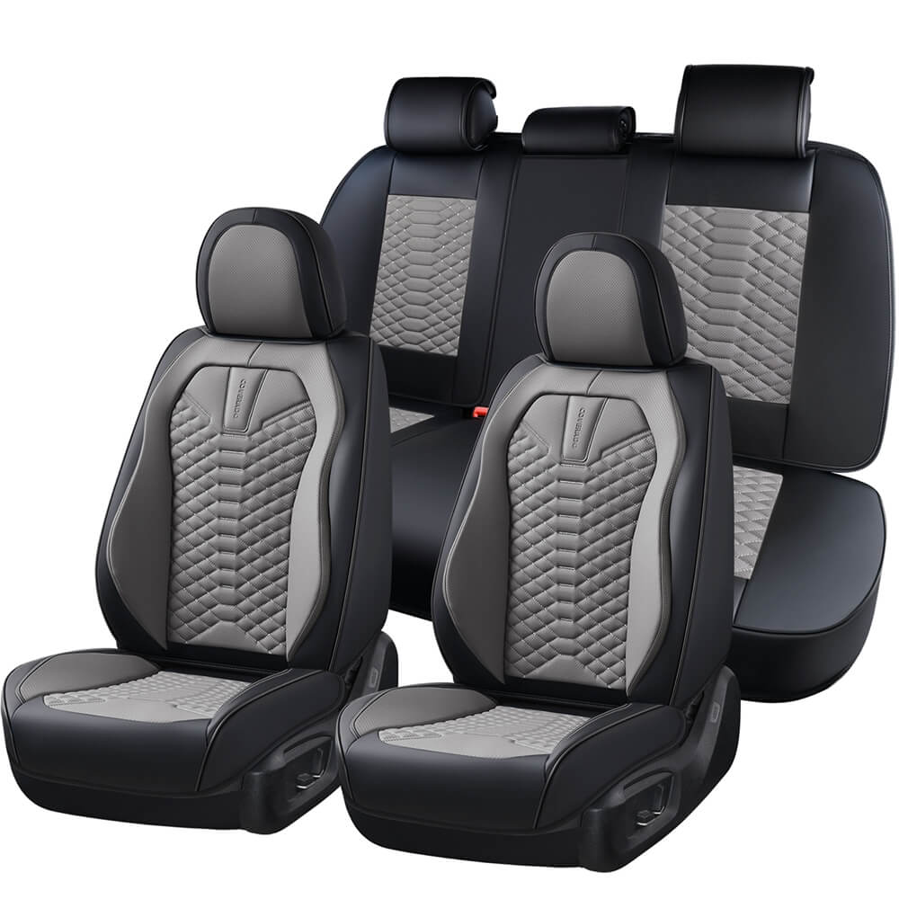 5 Seats Coverado Car Leather Seat Covers Fashion Front and Rear Leatherette Full Set Water Resistant Universal Fit