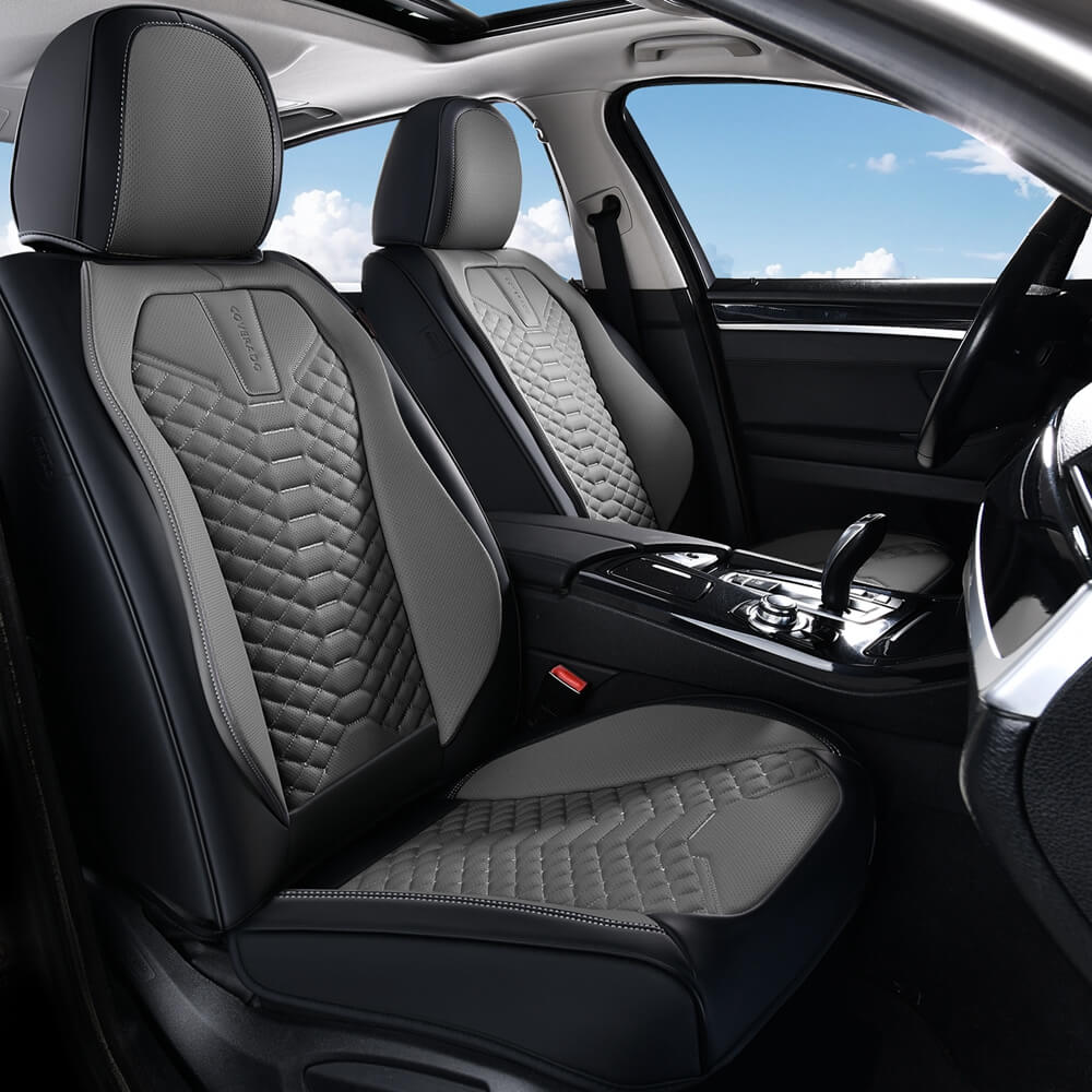 5 Seats Coverado Car Leather Seat Covers Fashion Front and Rear Leatherette Full Set Water Resistant Universal Fit