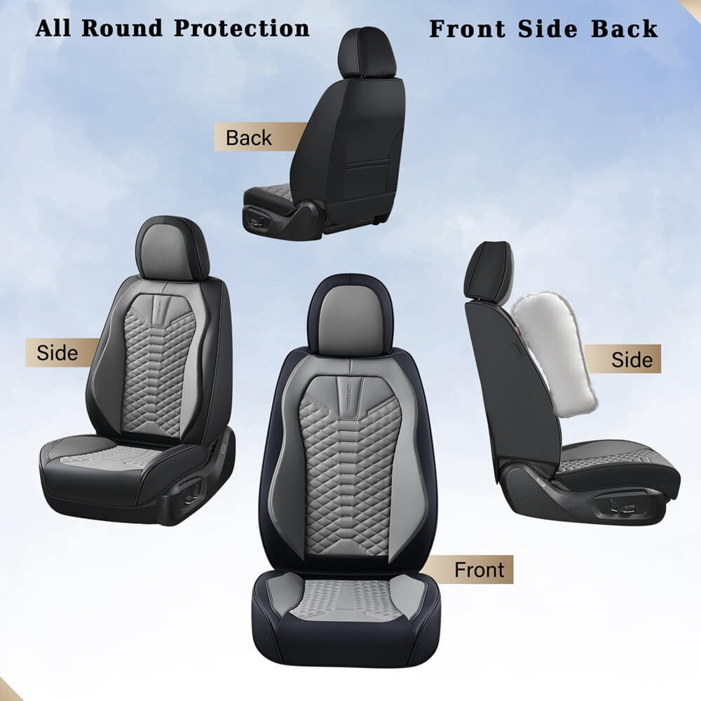 5 Seats Coverado Car Leather Seat Covers Fashion Front and Rear Leatherette Full Set Water Resistant Universal Fit