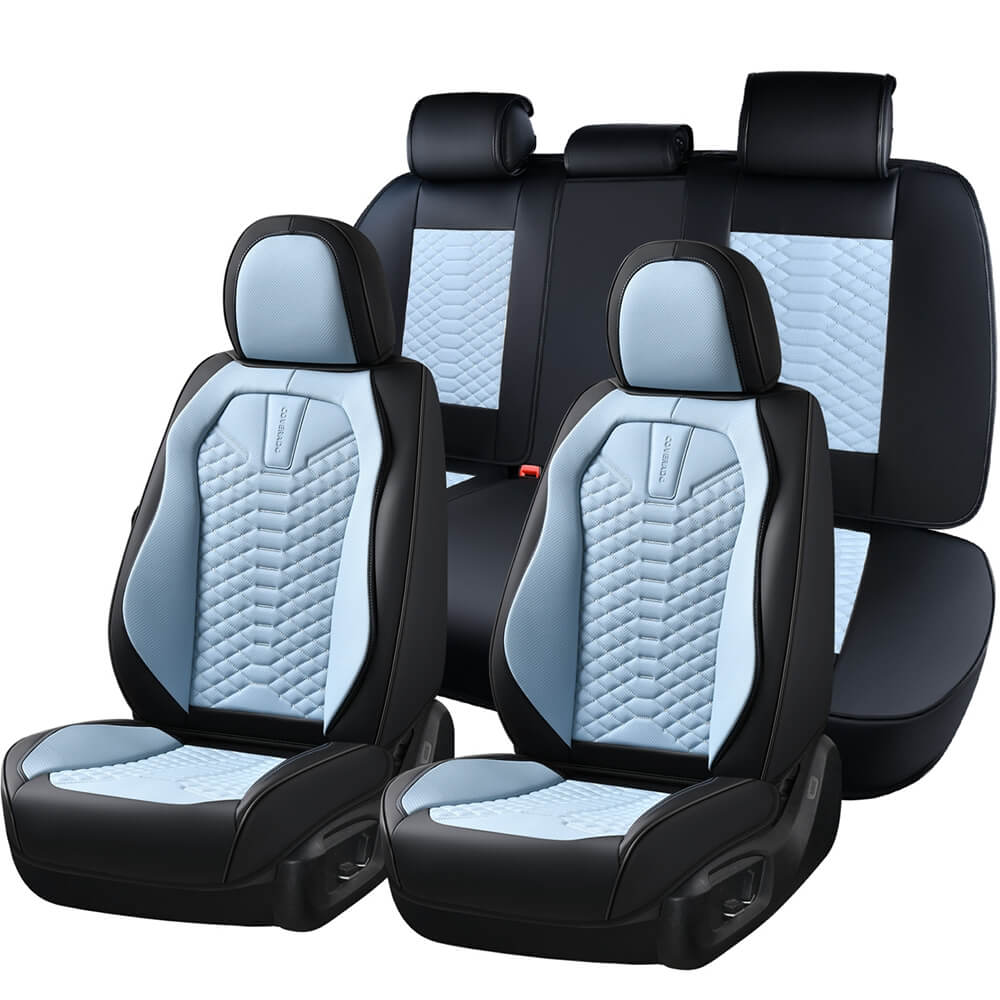 5 Seats Coverado Car Leather Seat Covers Fashion Front and Rear Leatherette Full Set Water Resistant Universal Fit