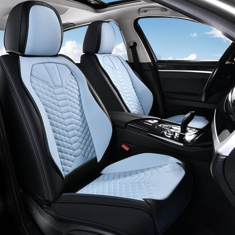 5 Seats Coverado Car Leather Seat Covers Fashion Front and Rear Leatherette Full Set Water Resistant Universal Fit