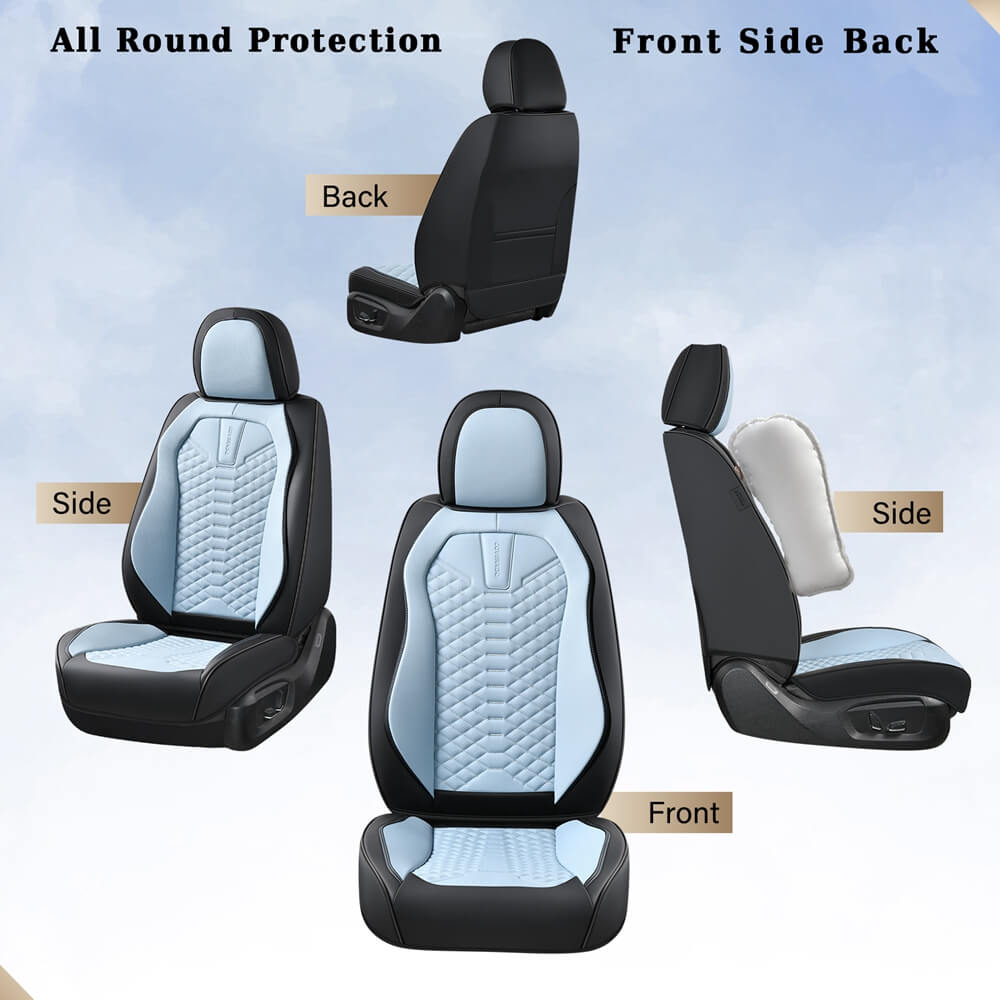 5 Seats Coverado Car Leather Seat Covers Fashion Front and Rear Leatherette Full Set Water Resistant Universal Fit