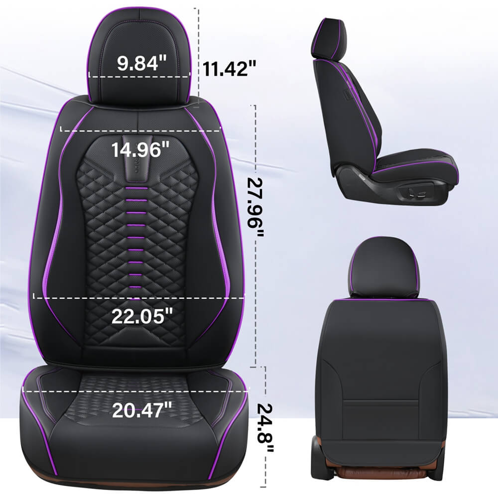 5 Seats Coverado Car Leather Seat Covers Fashion Front and Rear Leatherette Full Set Water Resistant Universal Fit
