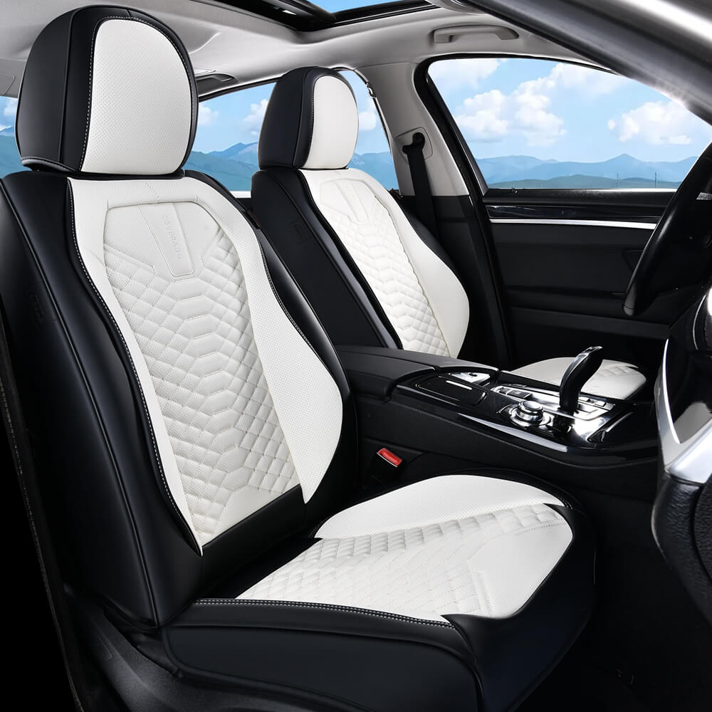 5 Seats Coverado Car Leather Seat Covers Fashion Front and Rear Leatherette Full Set Water Resistant Universal Fit