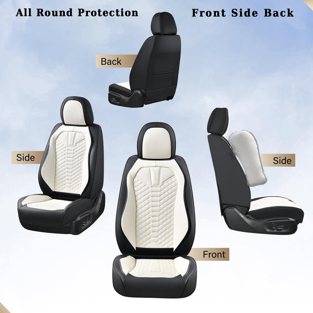 5 Seats Coverado Car Leather Seat Covers Fashion Front and Rear Leatherette Full Set Water Resistant Universal Fit
