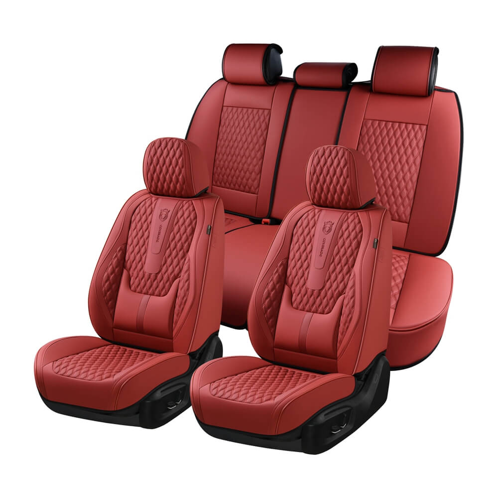 Coverado 5 Seats Full Set Car Seat Covers Universal Fit Premium Leather Waterproof Front and Back Auto Seat Protectors