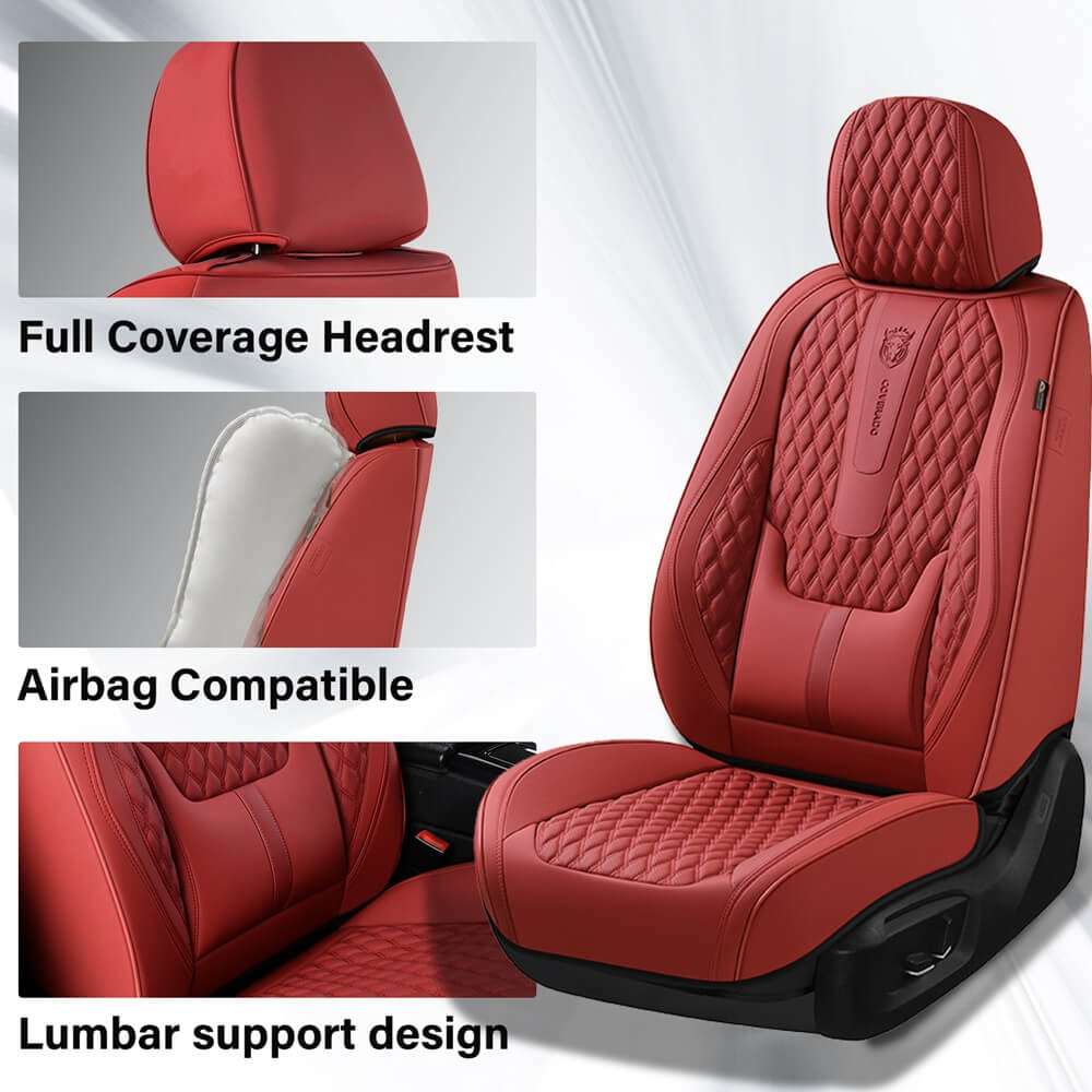 Coverado 5 Seats Full Set Car Seat Covers Universal Fit Premium Leather Waterproof Front and Back Auto Seat Protectors