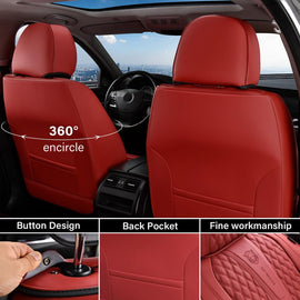2 Seats Coverado Front Driver Passenger Car Seat Covers Back Support Premium Leather Waterproof Auto Seat Protectors Universal Fit