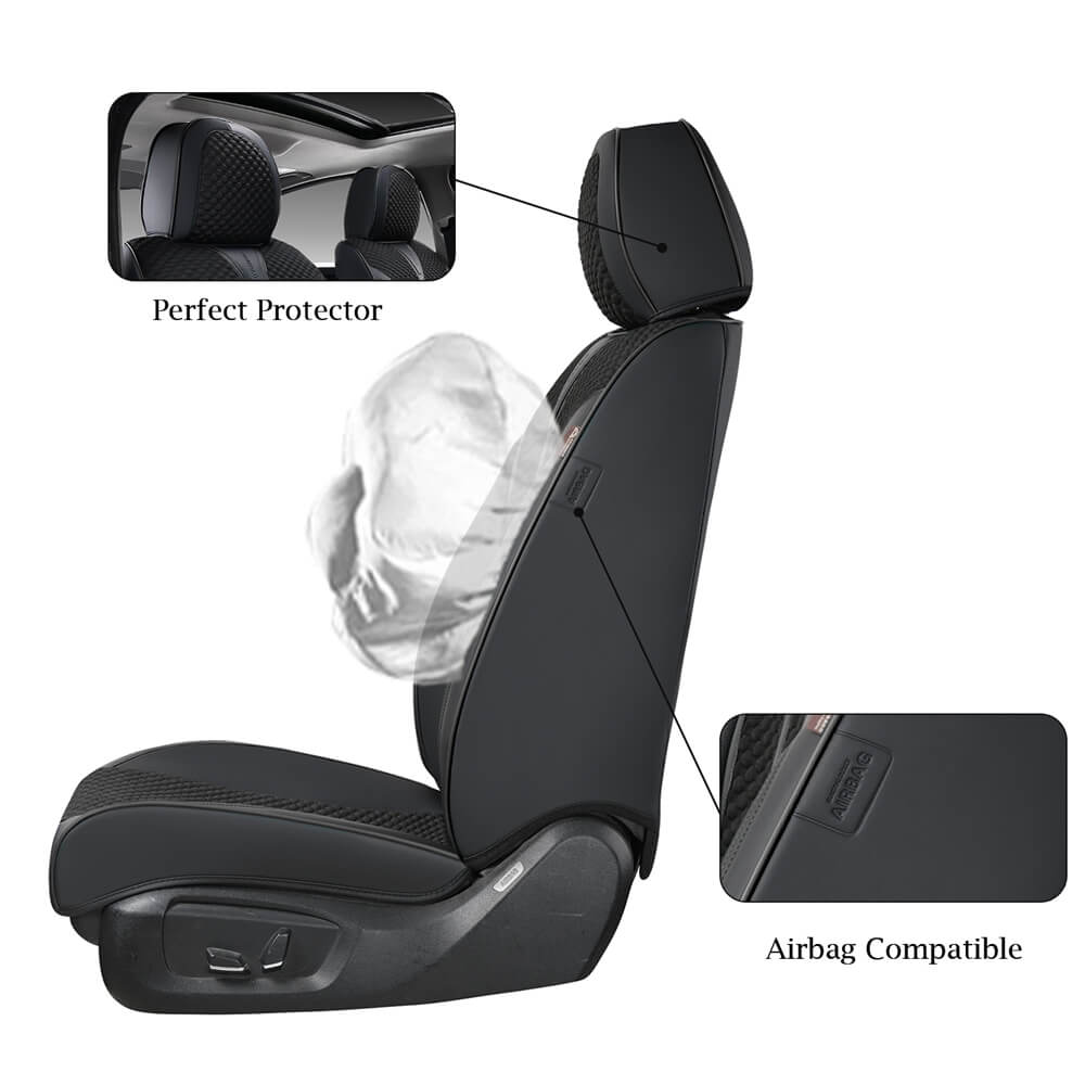 Coverado Front Seat Covers 2 Pieces Leather & PE Technology Universal Fit