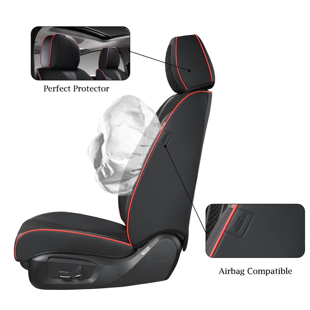 Coverado Front Seat Covers 2 Pieces Leather & PE Technology Universal Fit