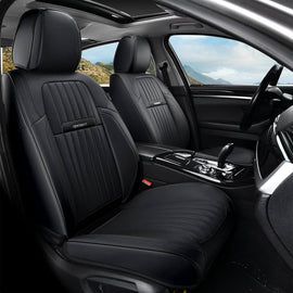Coverado 5-Seat Leather Full Set Front Rear Seat Covers Fashion Water Resistant Auto Seat Protectors Universal Fit