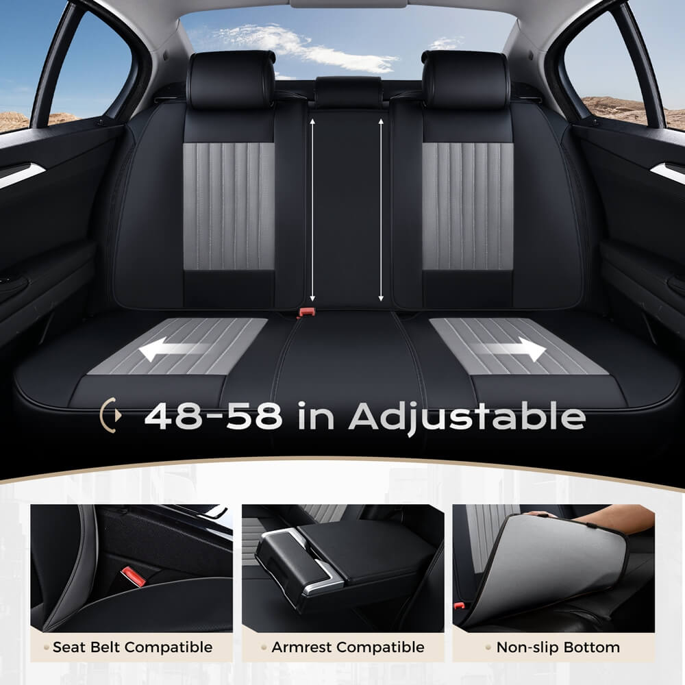 Coverado Leather Front and Back Seat Covers Fashion Water Resistant Auto Seat Protectors Universal Fit