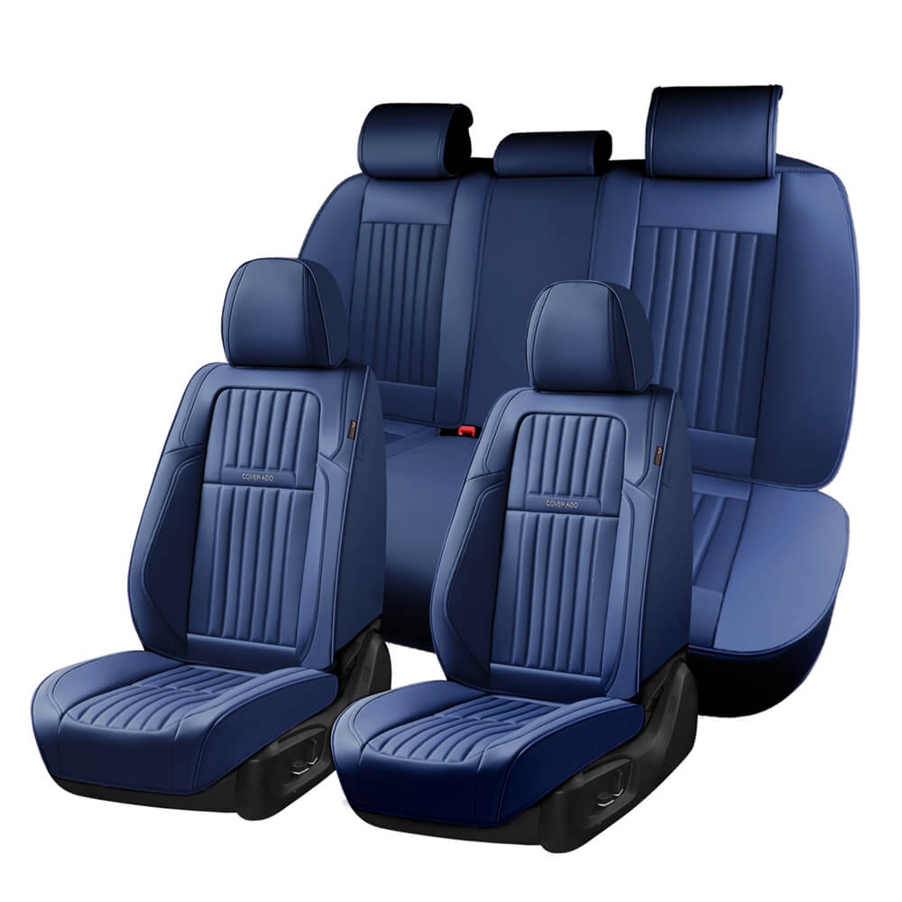 Coverado Leather Front and Back Seat Covers Fashion Water Resistant Auto Seat Protectors Universal Fit