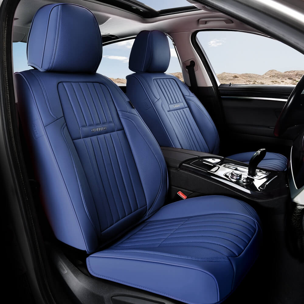 Coverado Leather Front and Back Seat Covers Fashion Water Resistant Auto Seat Protectors Universal Fit