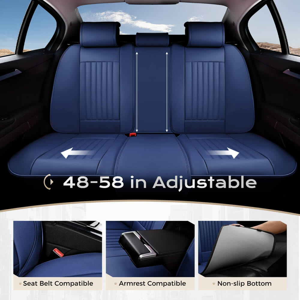 Coverado Leather Front and Back Seat Covers Fashion Water Resistant Auto Seat Protectors Universal Fit