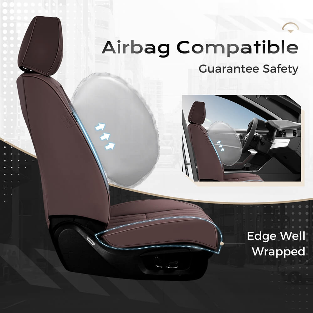 Coverado Leather Front and Back Seat Covers Fashion Water Resistant Auto Seat Protectors Universal Fit