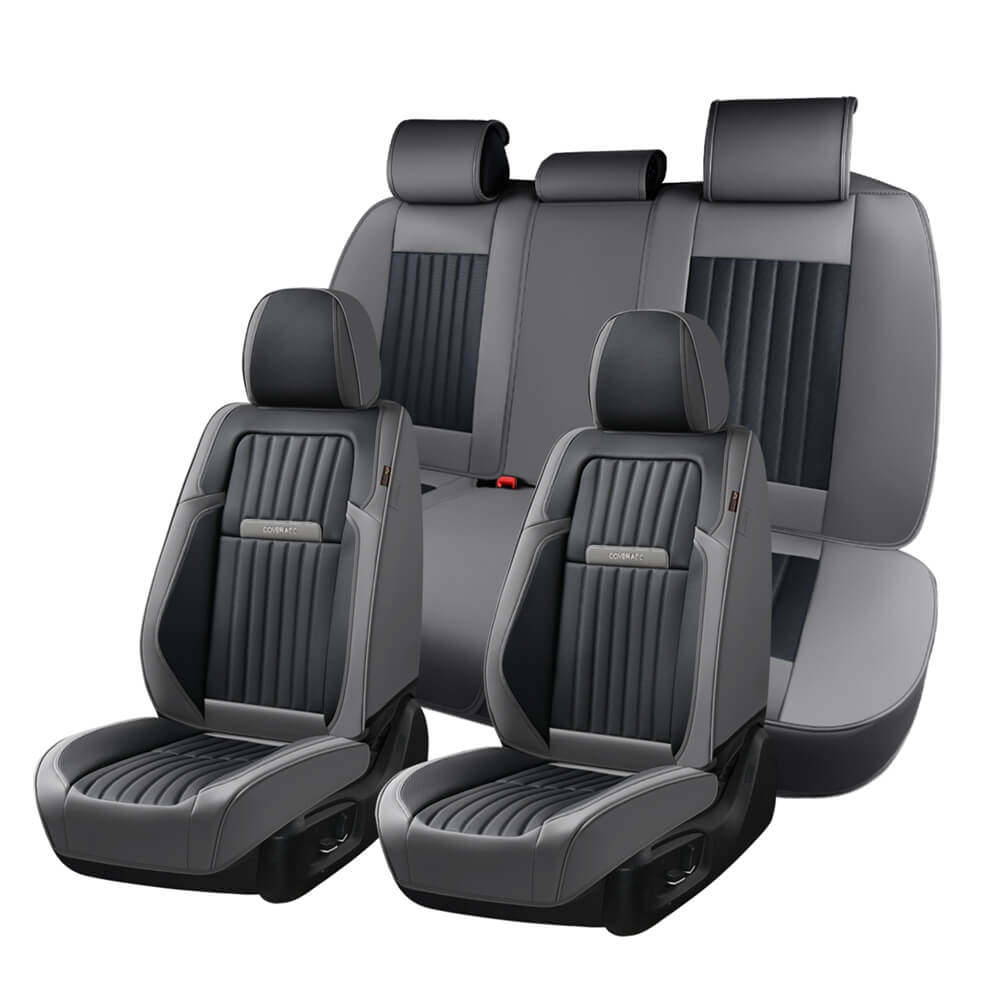 Coverado Leather Front and Back Seat Covers Fashion Water Resistant Auto Seat Protectors Universal Fit
