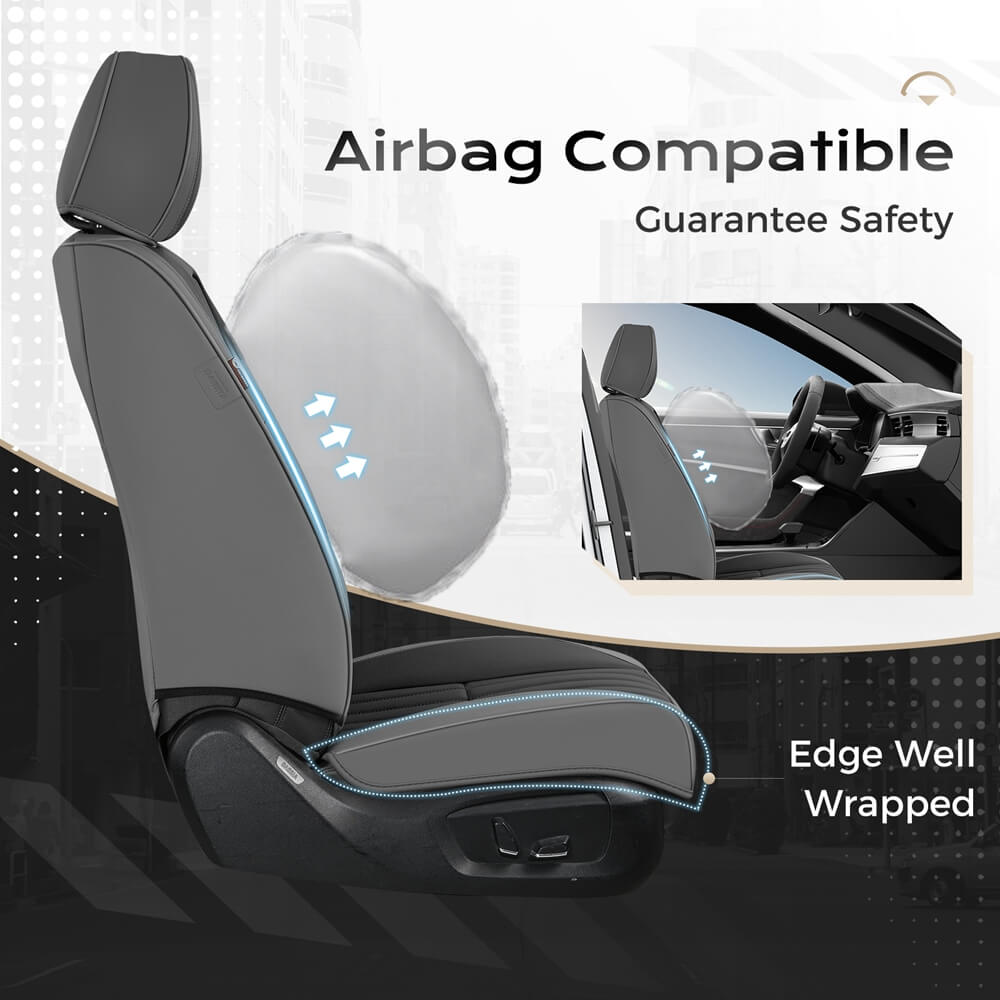 Coverado Leather Front and Back Seat Covers Fashion Water Resistant Auto Seat Protectors Universal Fit