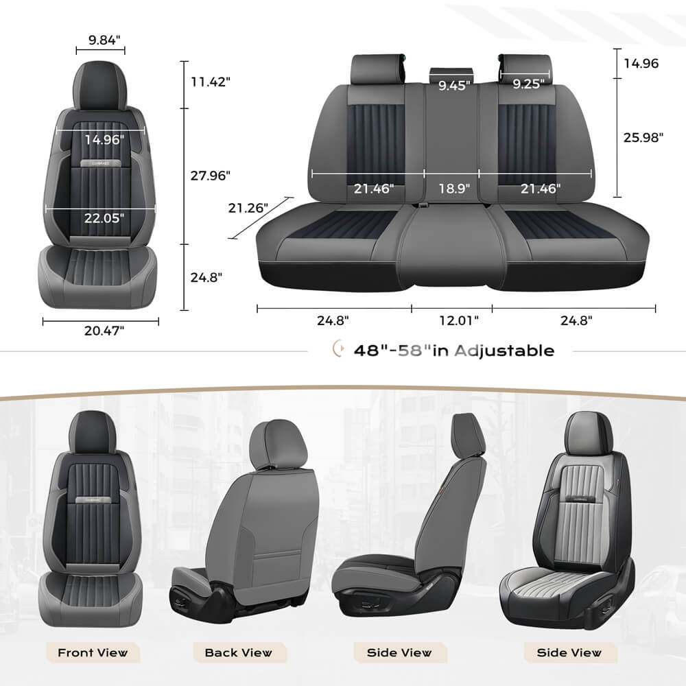 Coverado Leather Front and Back Seat Covers Fashion Water Resistant Auto Seat Protectors Universal Fit