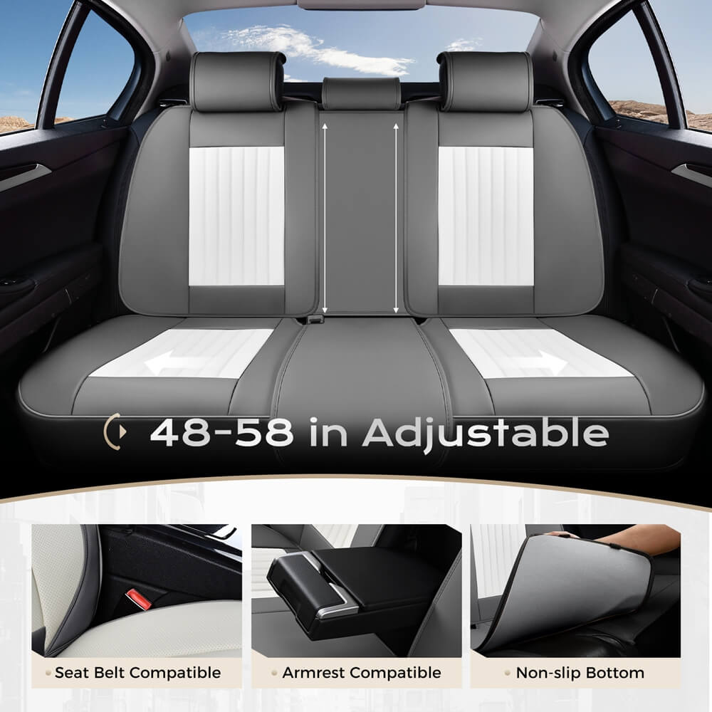 Coverado Leather Front and Back Seat Covers Fashion Water Resistant Auto Seat Protectors Universal Fit