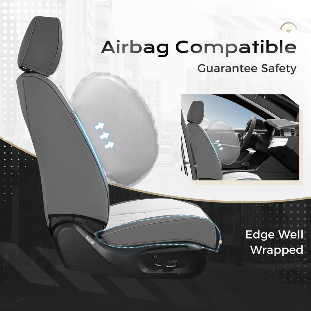 Coverado Leather Front and Back Seat Covers Fashion Water Resistant Auto Seat Protectors Universal Fit