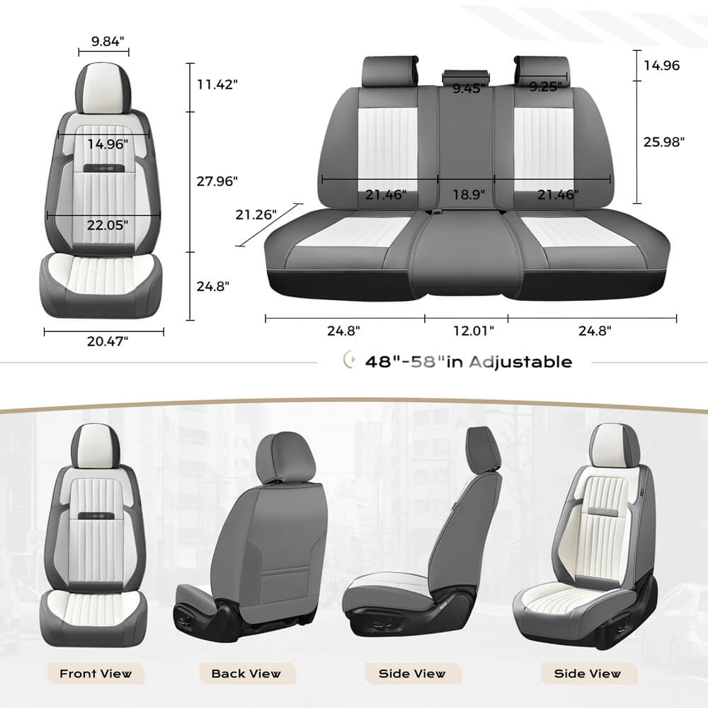 Coverado Leather Front and Back Seat Covers Fashion Water Resistant Auto Seat Protectors Universal Fit