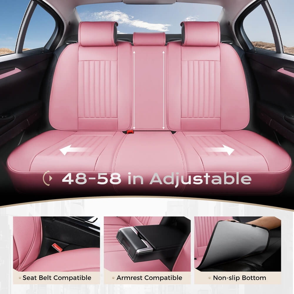Coverado Leather Front and Back Seat Covers Fashion Water Resistant Auto Seat Protectors Universal Fit