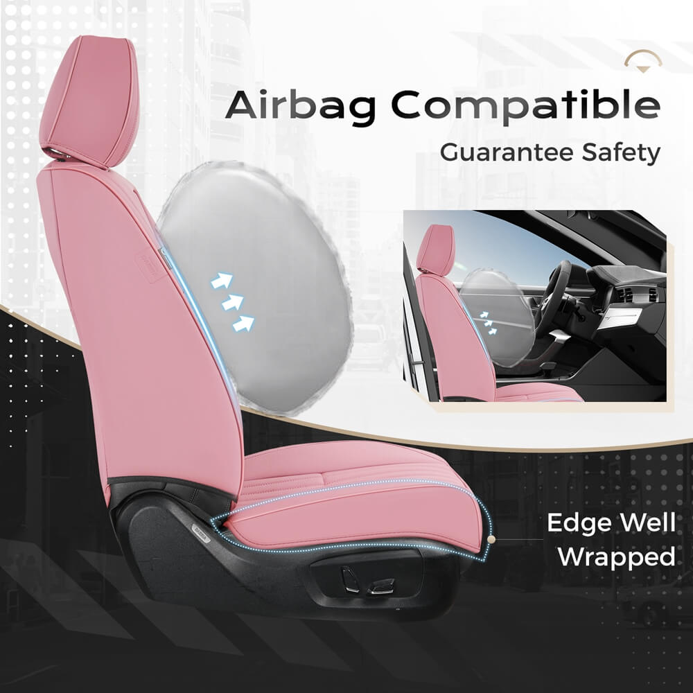 Coverado Leather Front and Back Seat Covers Fashion Water Resistant Auto Seat Protectors Universal Fit