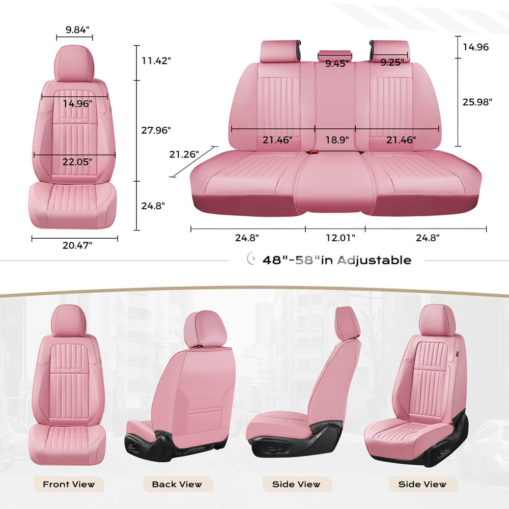 Coverado Leather Front and Back Seat Covers Fashion Water Resistant Auto Seat Protectors Universal Fit