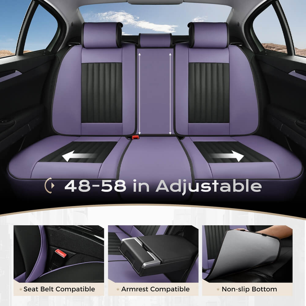 Coverado Leather Front and Back Seat Covers Fashion Water Resistant Auto Seat Protectors Universal Fit