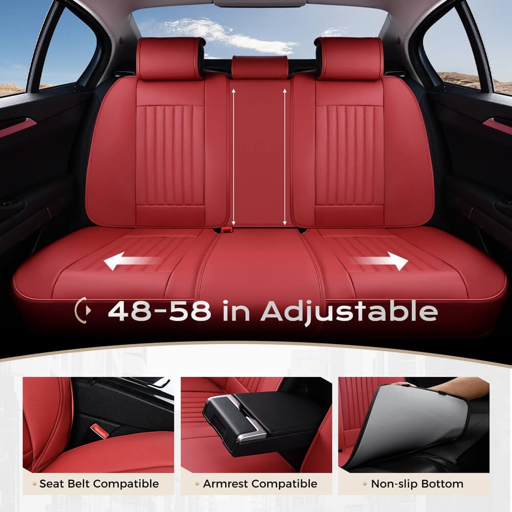 Coverado Leather Front and Back Seat Covers Fashion Water Resistant Auto Seat Protectors Universal Fit