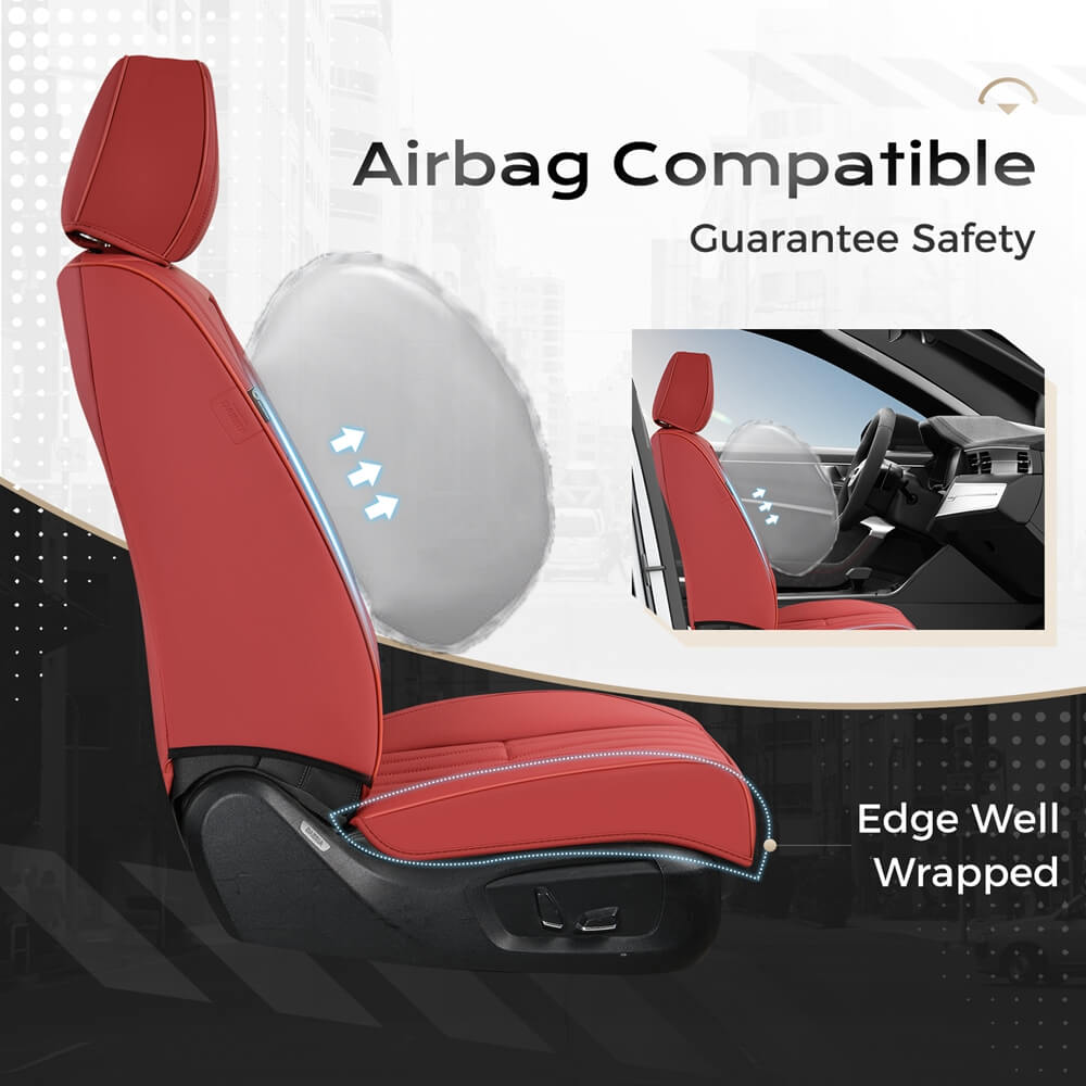 Coverado Leather Front and Back Seat Covers Fashion Water Resistant Auto Seat Protectors Universal Fit