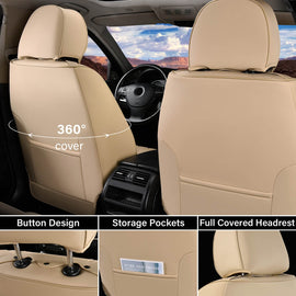 Coverado Front Leather Car Seat Covers Fashion Water Resistant Auto Seat Cover Universal Fit