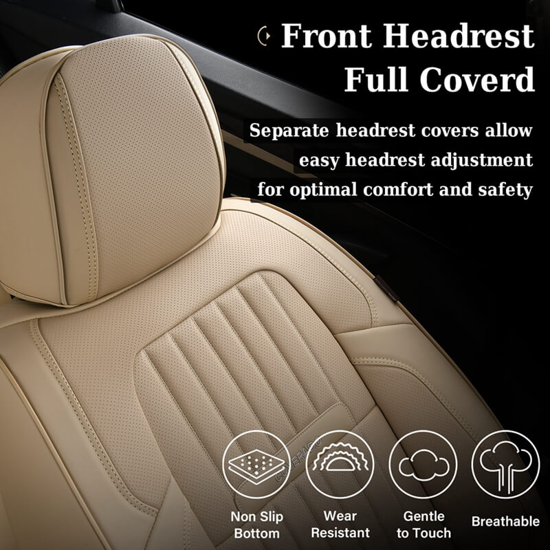 Coverado 5-Seat Leather Full Set Front Rear Seat Covers Fashion Water Resistant Auto Seat Protectors Universal Fit