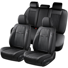 Coverado 5-Seat Leather Full Set Front Rear Seat Covers Fashion Water Resistant Auto Seat Protectors Universal Fit