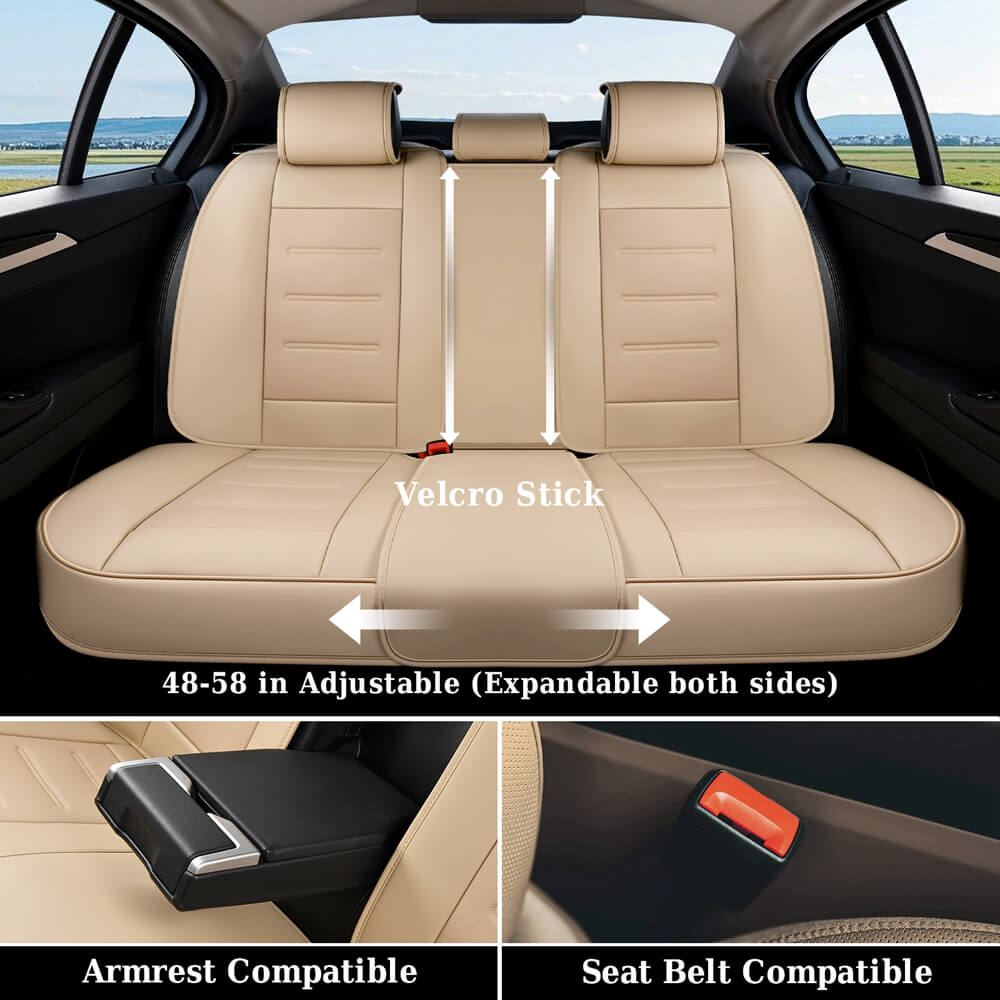 Coverado 5 Seats Car Seat Covers Full Set Premium Leather Seat Protector Universal Fit