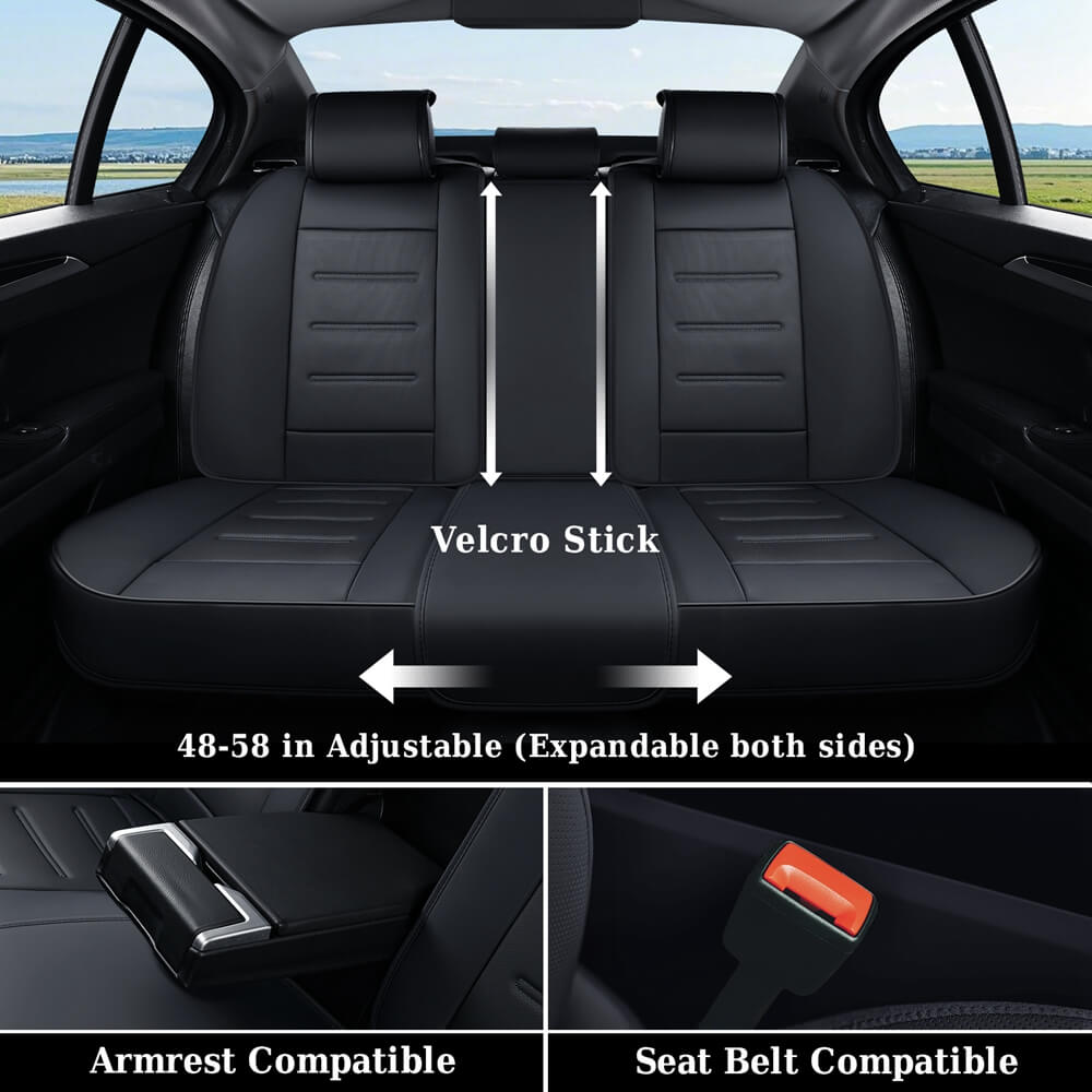 Coverado 5 Seats Car Seat Covers Full Set Premium Leather Seat Protector Universal Fit