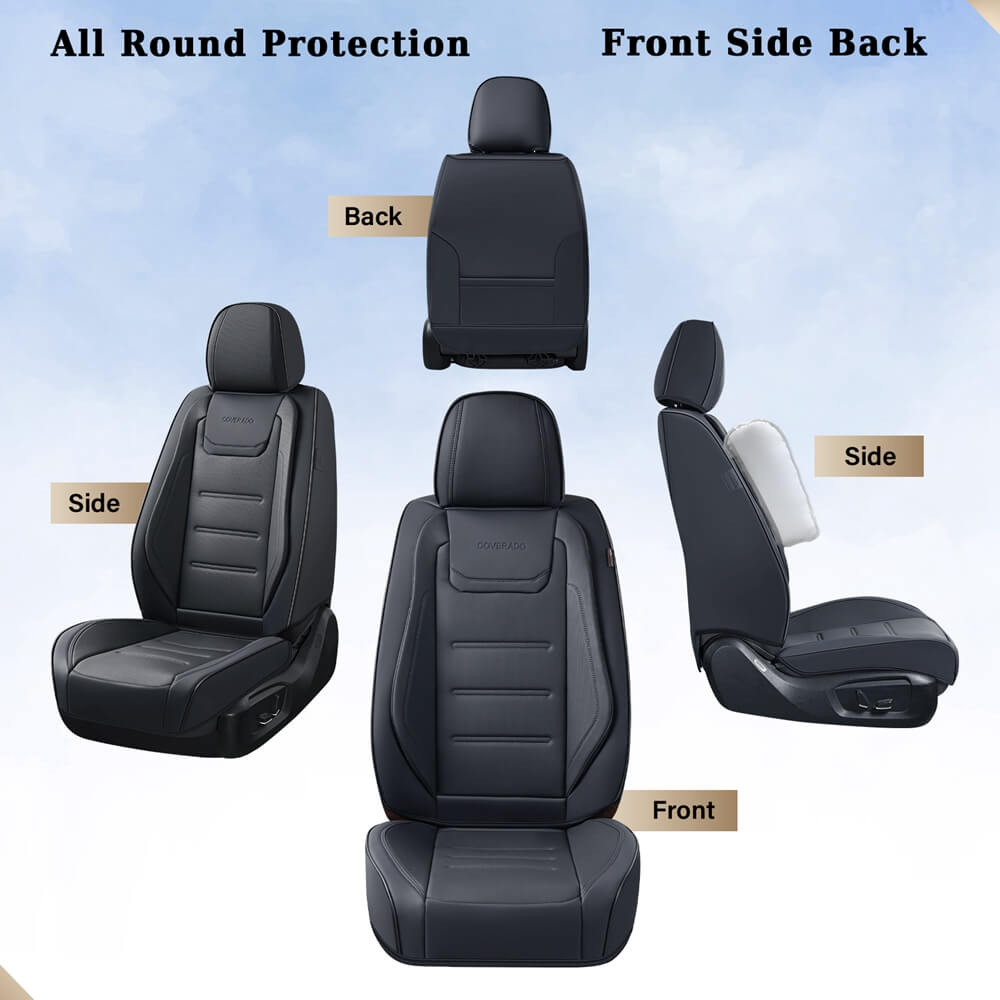 Coverado 5 Seats Car Seat Covers Full Set Premium Leather Seat Protector Universal Fit