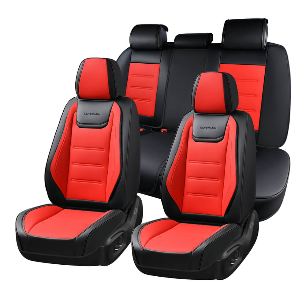 Coverado 5 Seats Car Seat Covers Full Set Premium Leather Seat Protector Universal Fit