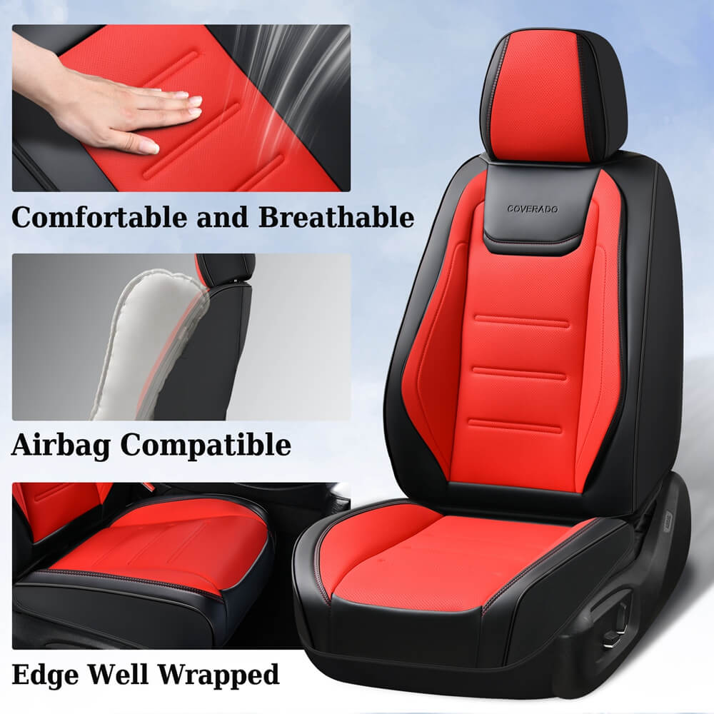 Coverado 5 Seats Car Seat Covers Full Set Premium Leather Seat Protector Universal Fit