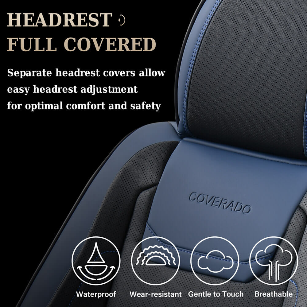 Coverado 5 Seats Car Seat Covers Full Set Premium Leather Seat Protector Universal Fit
