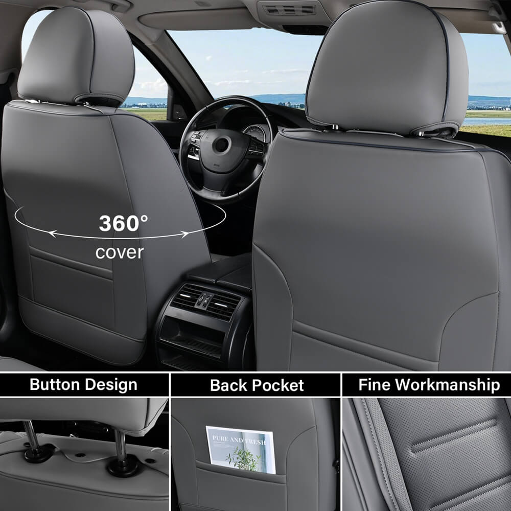 Coverado 5 Seats Car Seat Covers Full Set Premium Leather Seat Protector Universal Fit