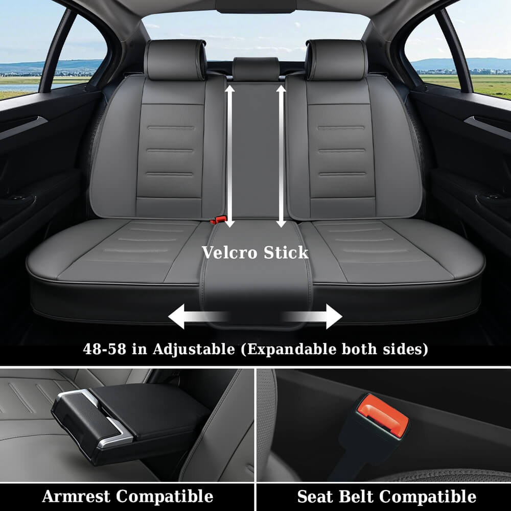 Coverado 5 Seats Car Seat Covers Full Set Premium Leather Seat Protector Universal Fit