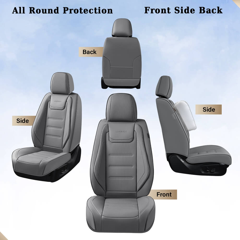Coverado 5 Seats Car Seat Covers Full Set Premium Leather Seat Protector Universal Fit