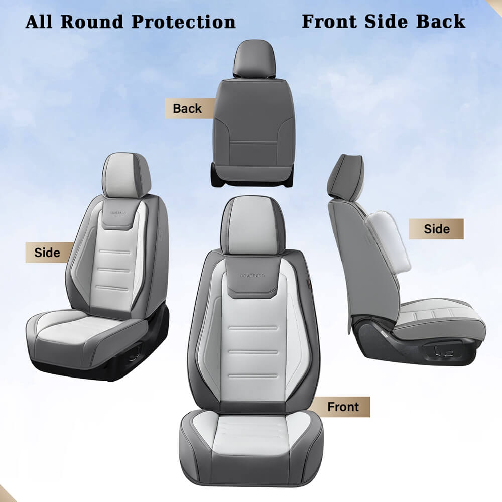 Coverado 5 Seats Car Seat Covers Full Set Premium Leather Seat Protector Universal Fit