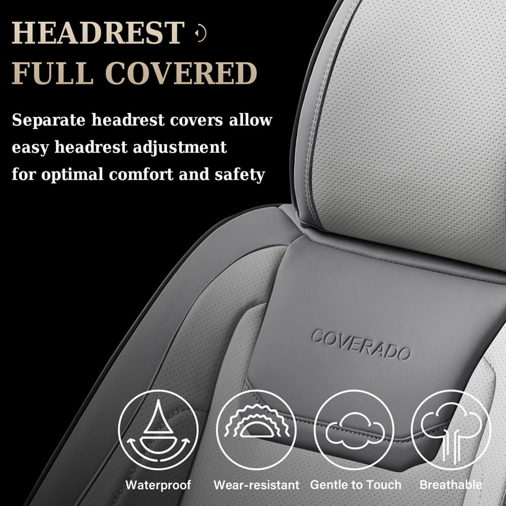 Coverado 5 Seats Car Seat Covers Full Set Premium Leather Seat Protector Universal Fit